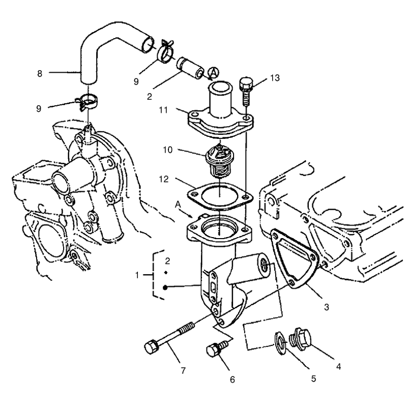 Water Flange and Thermostat Assembly