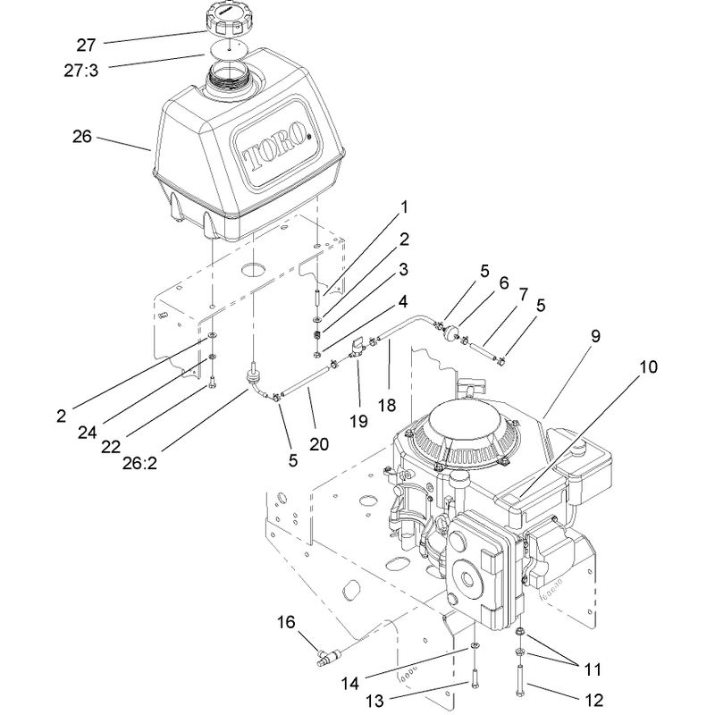 Engine and Fuel System Assembly