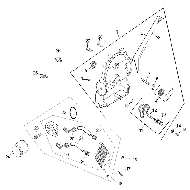 Group 3 Oil PanLubrication Assembly Kohler CH740-0007