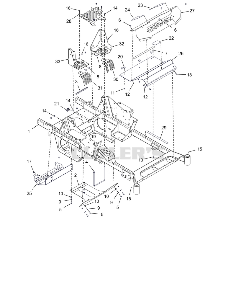 Frame, Front Bumper and Battery Tray – 52" and 60"