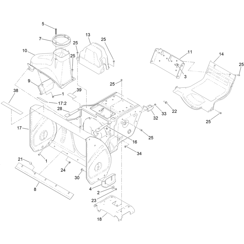 Main Frame and Auger Housing Assembly