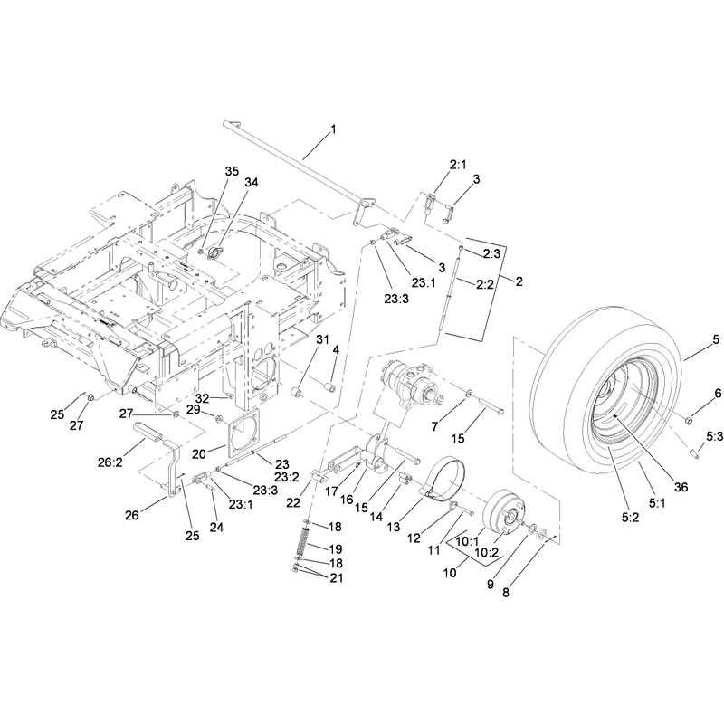 Main Frame and Rear Wheel Assembly