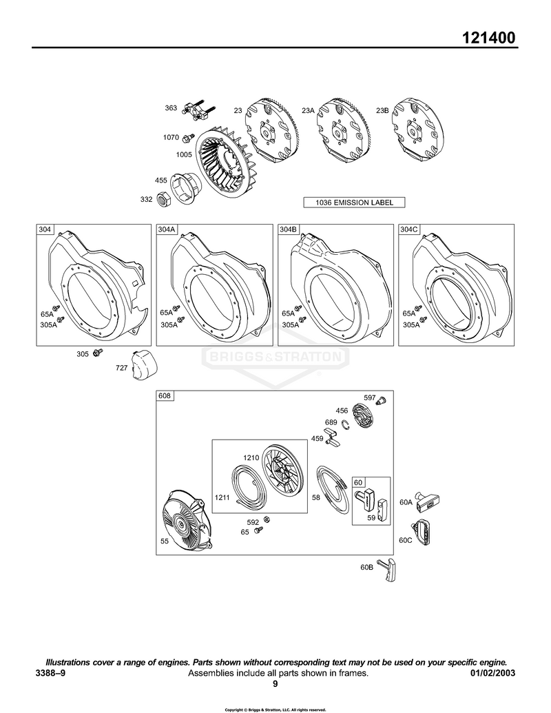 Blower Housing/Shrouds, Flywheel, Rewind Group
