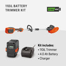 Husqvarna 970531208 110iL FLXi 40V Battery Powered Cordless String Trimmer, 4 Ah Battery and Charger Included