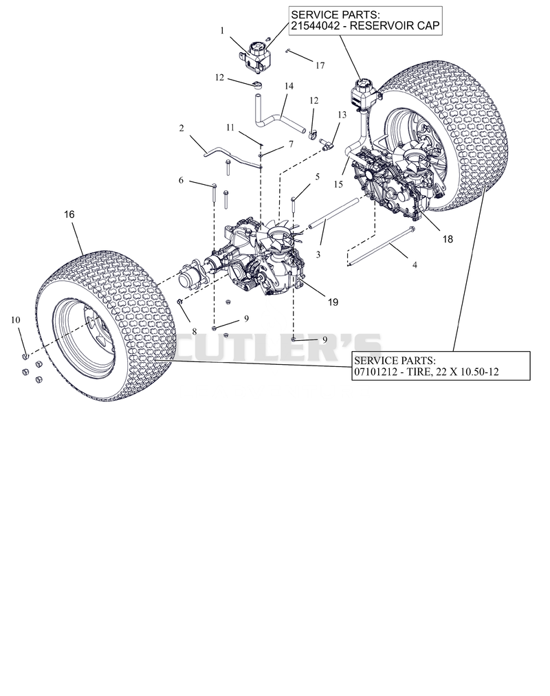 Rear Tires and Transaxles - 48" & 52"