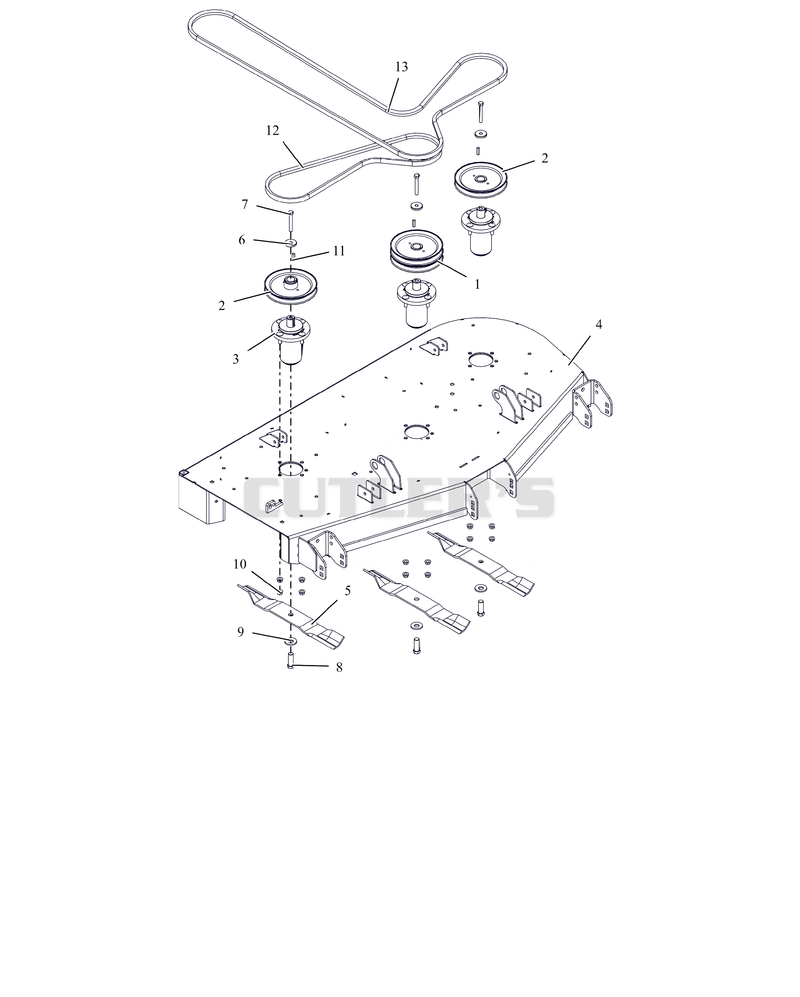 Deck, Belts, Blades and Spindles - 52"