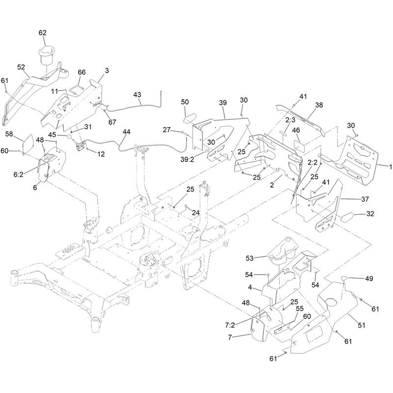 Throttle Choke Cables and Guard Assembly