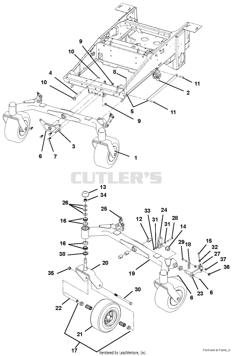 Front Axle, Casters and Wheels