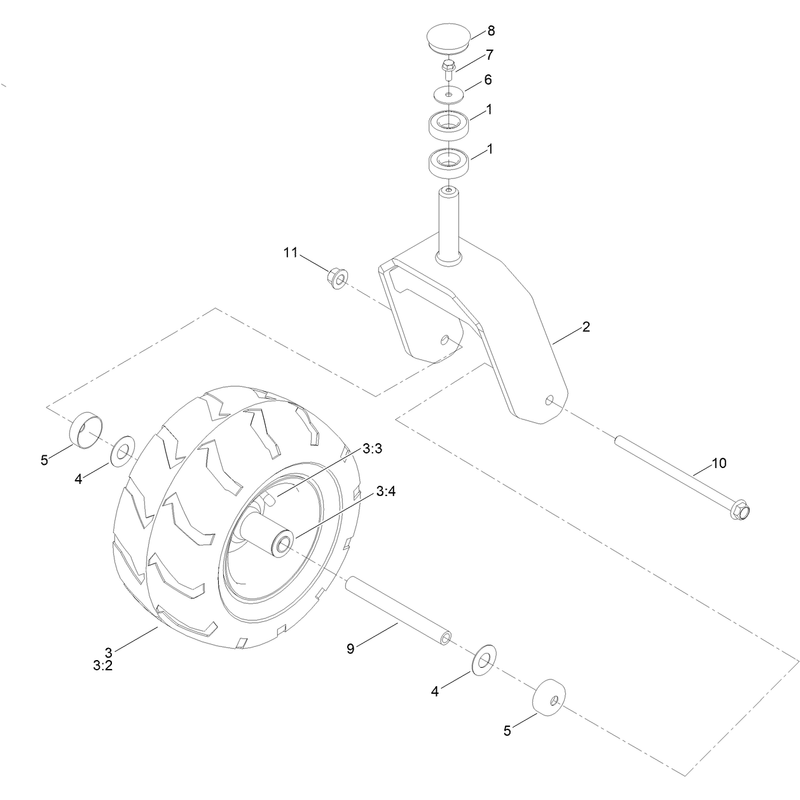 Caster Fork and Wheel Assembly