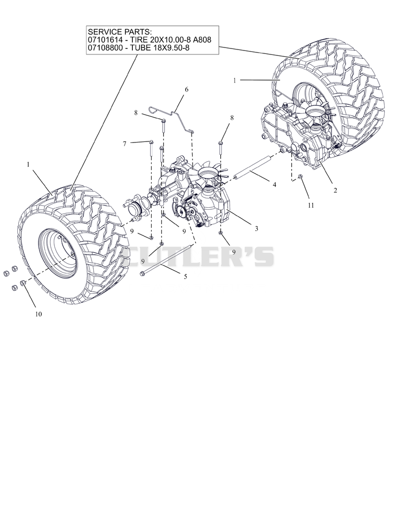 Rear Tires and Transaxles - 48" and 52"