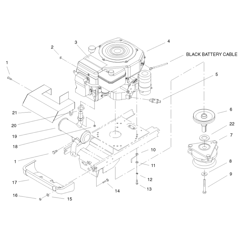 Single Cyl Engine Muffler and PTO Assembly