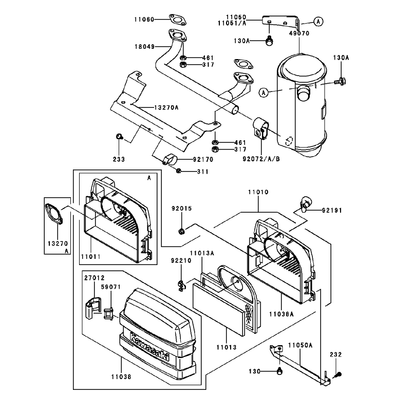 Air FilterMuffler Assembly Kawasaki FH451V-BS04