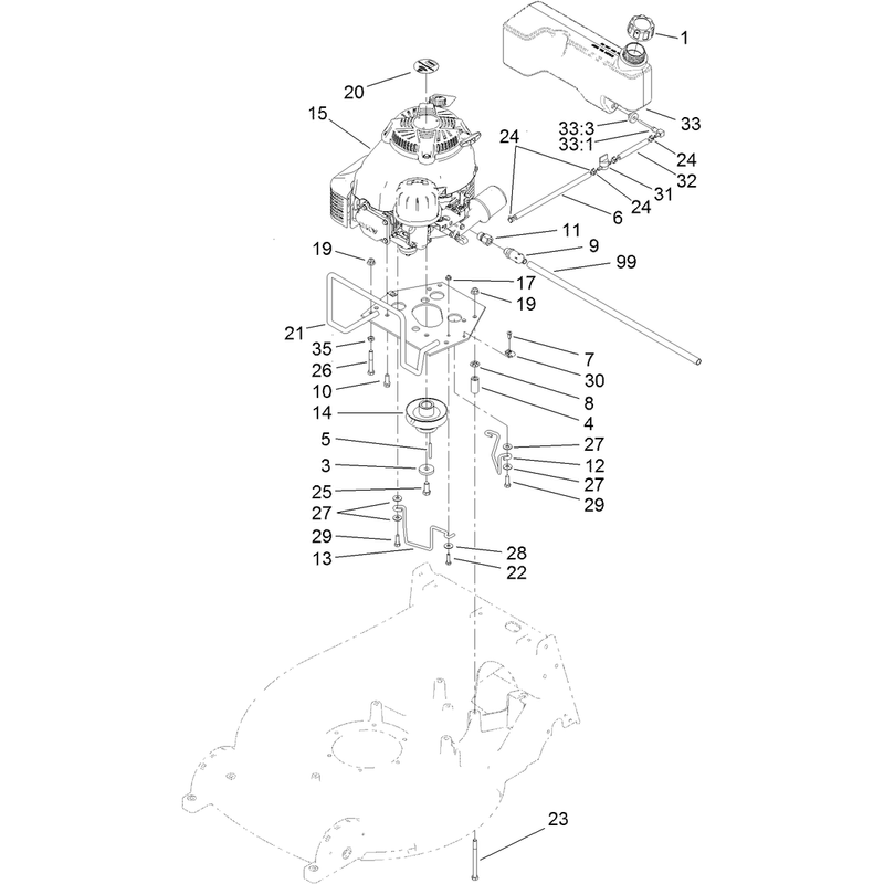 Engine and Fuel Tank Assembly