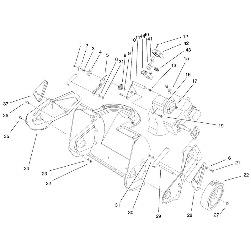 Engine, Side Plate, & Wheel Assembly
