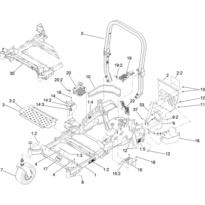 Front Frame, Caster Wheel and Z Stand Assembly