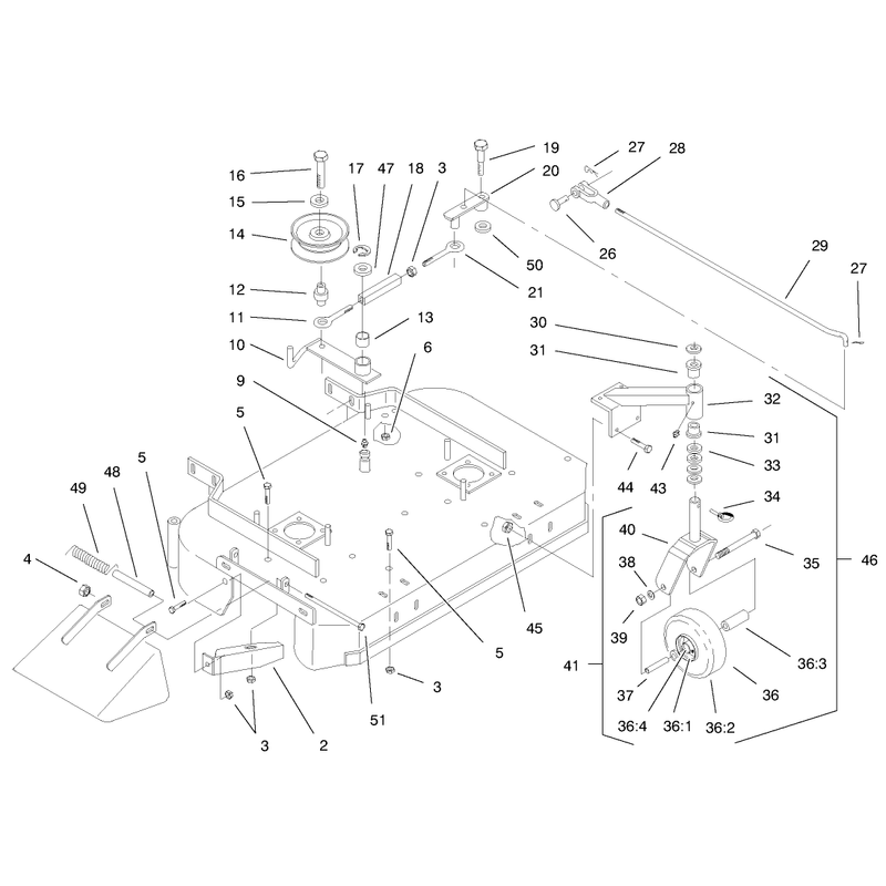 Deck Drive Pulleys and Caster Wheels