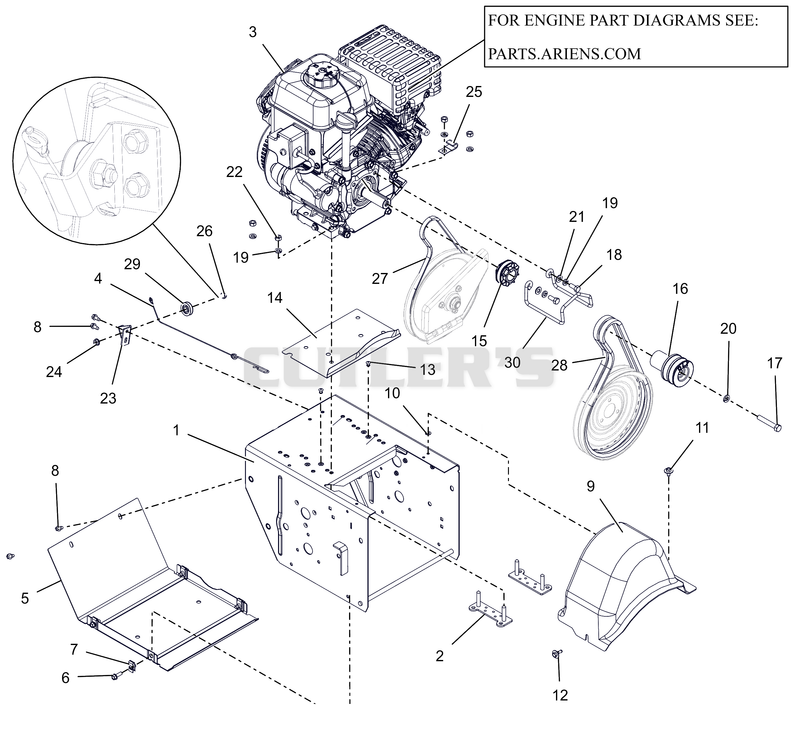 Engine Frame and Belt Drive - AX 254