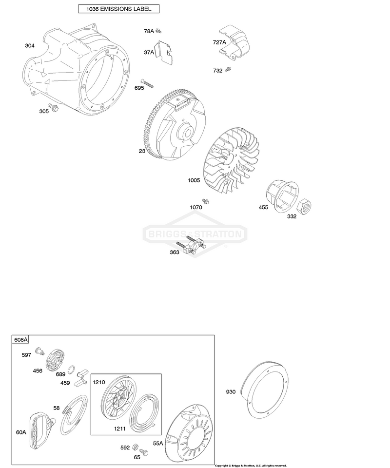 Blower Housing/Shrouds, Flywheel, Rewind Starter