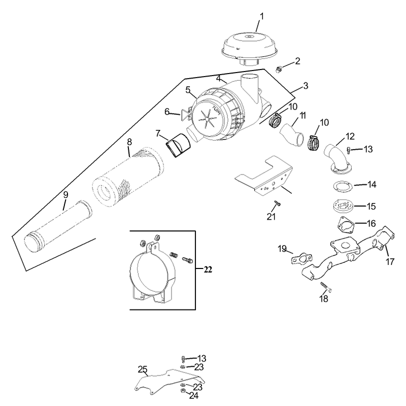 Group 10 Air IntakeFiltration Assembly Kohler CH740-0007