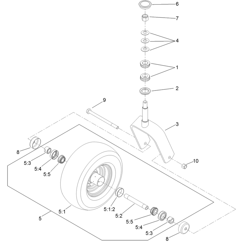 Caster Fork and Wheel Assembly