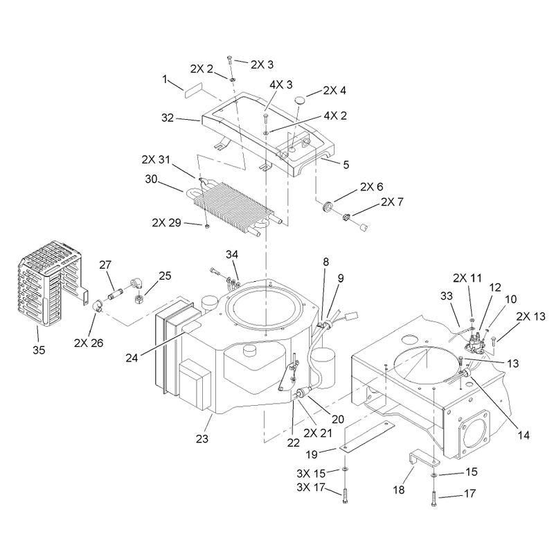 Engine and Oil Cooler Assembly
