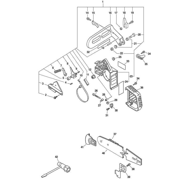 CHAIN BRAKE, CUTTING ATTACHMENT, TOOLS
