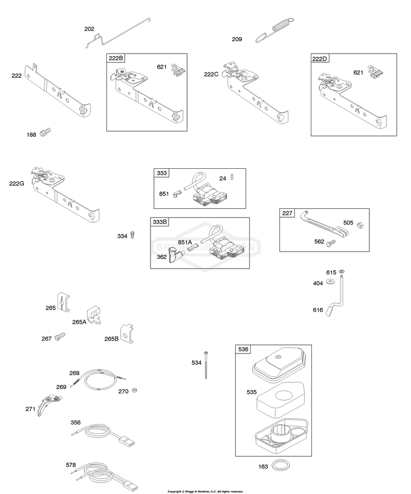 Air Cleaner, Controls, Governor Spring, Ignition