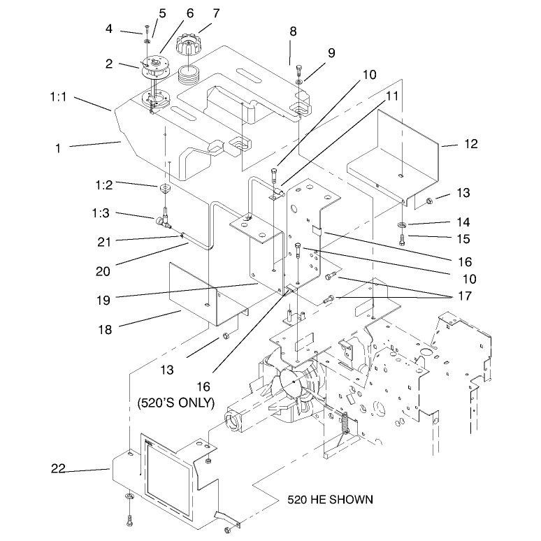 Fuel Tank and Hydro Fan Control Assembly 500