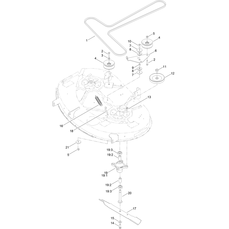 42 Inch Deck, Belt and Blade Assembly