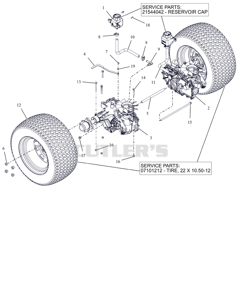 Rear Tires and Transaxles - 52"