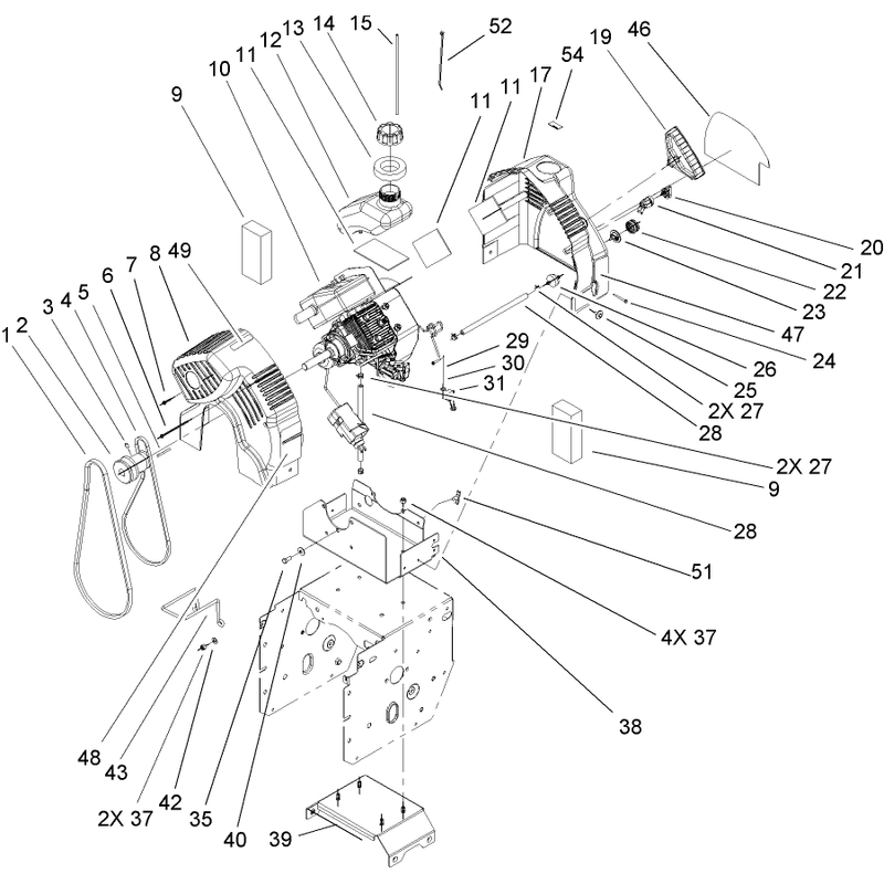 2 Cycle Engine and Frame Assembly