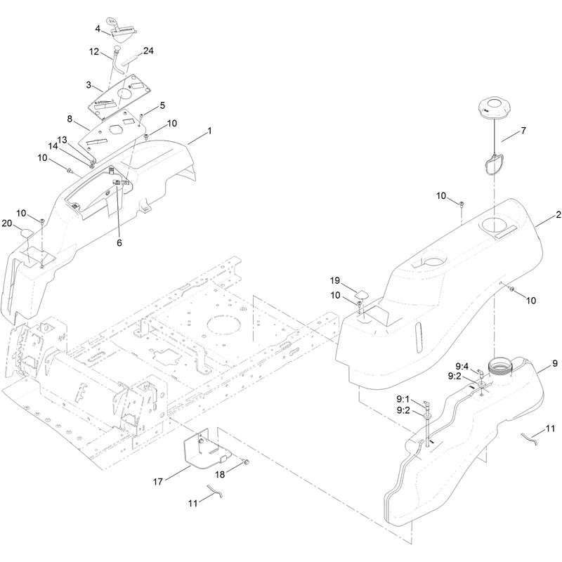 Body Styling and Fuel Tank Assembly