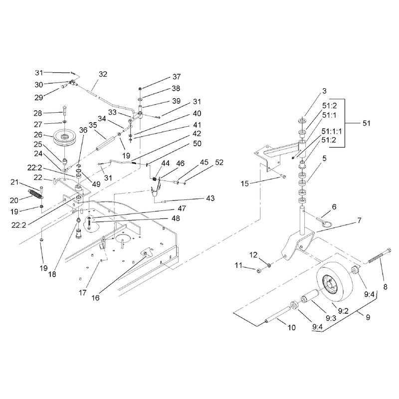 Front Caster and Blade Brake Assembly