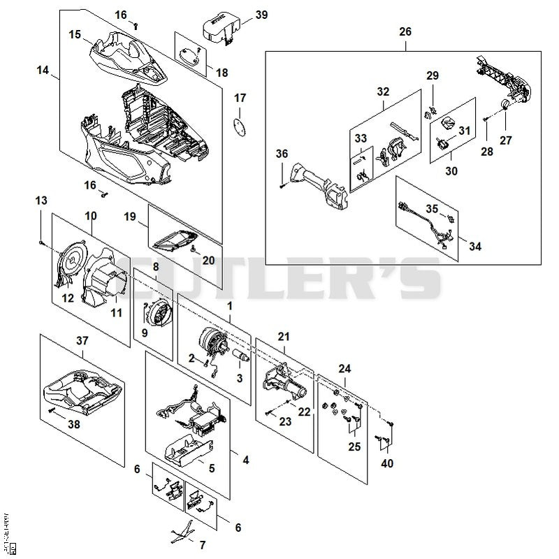 Electric motor, Motor housing, Control handle