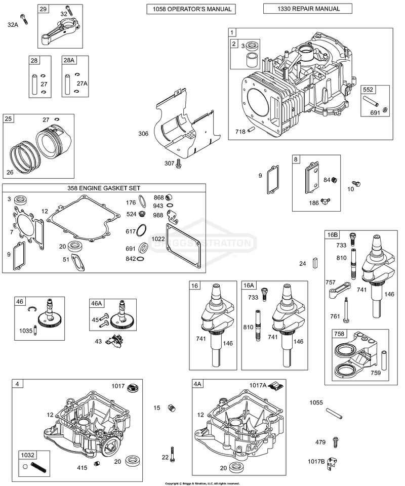 Cylinder, Piston/Rings, Breather, Engine Gaskets, Sump, Crankshaft, Cam, Counterweight