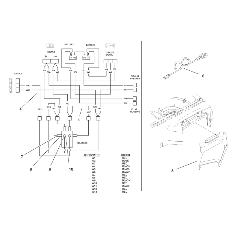 Electrical Wire Diagram Power Chord and Side Discharge Chute Assembly