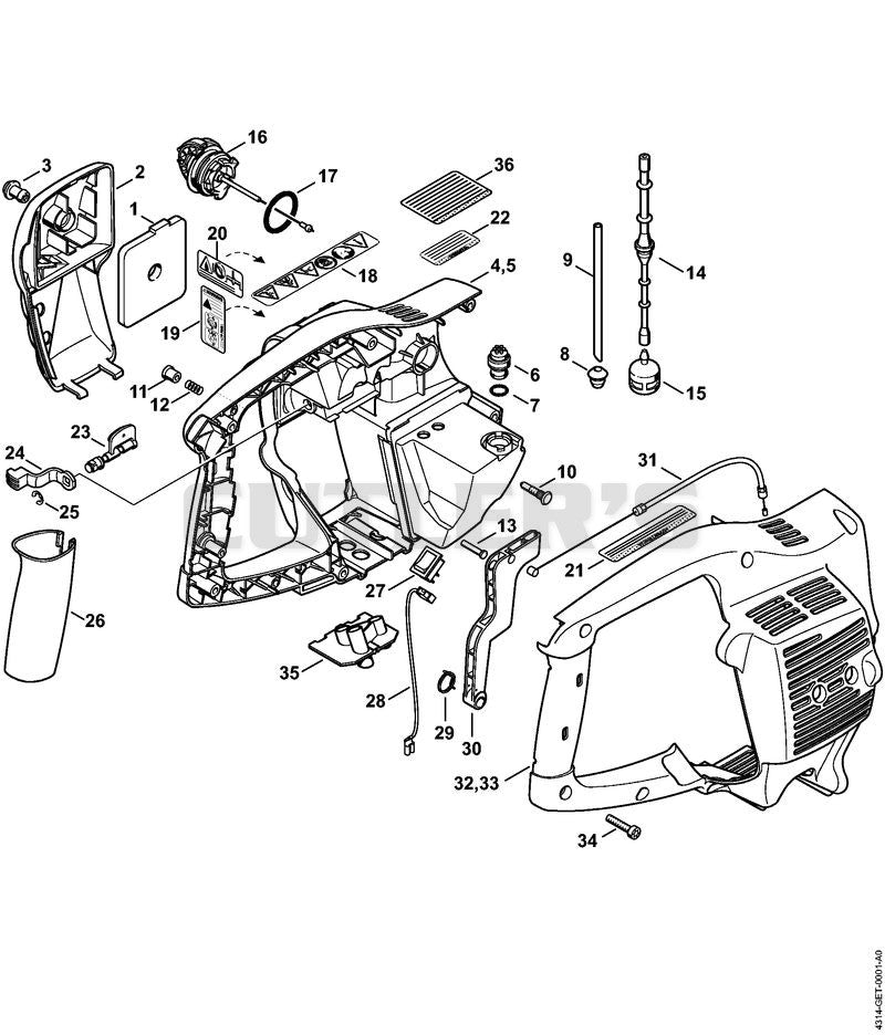 Air filter, Handle housing