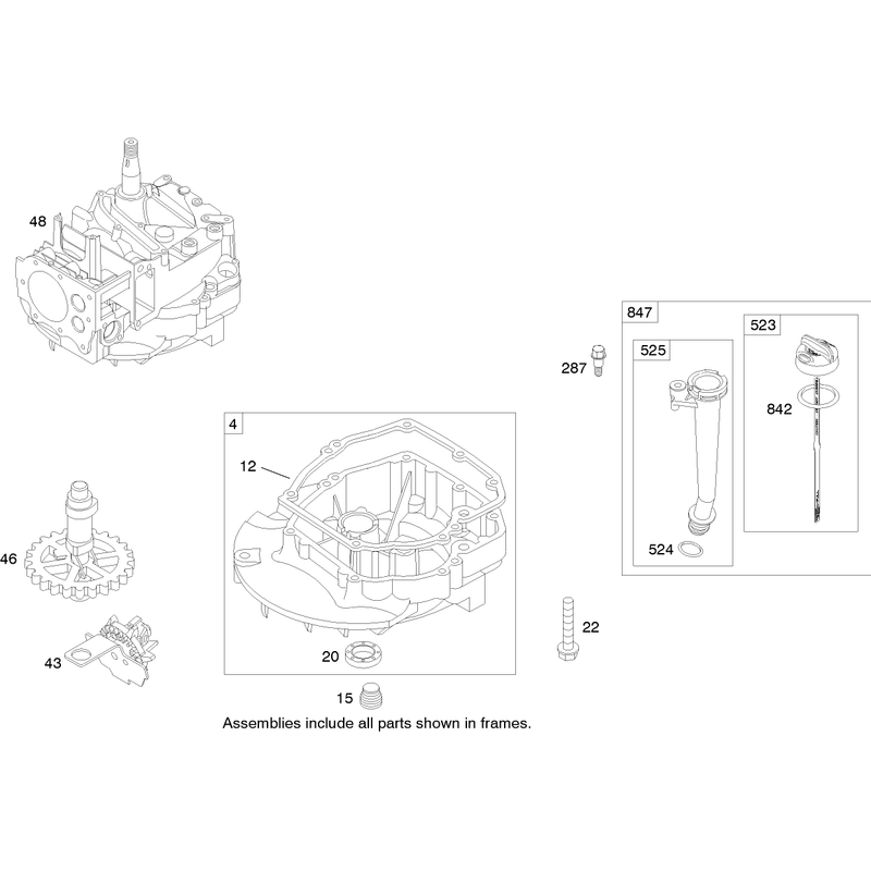 Crankcase Assembly Briggs and Stratton 125K02-0202-E1