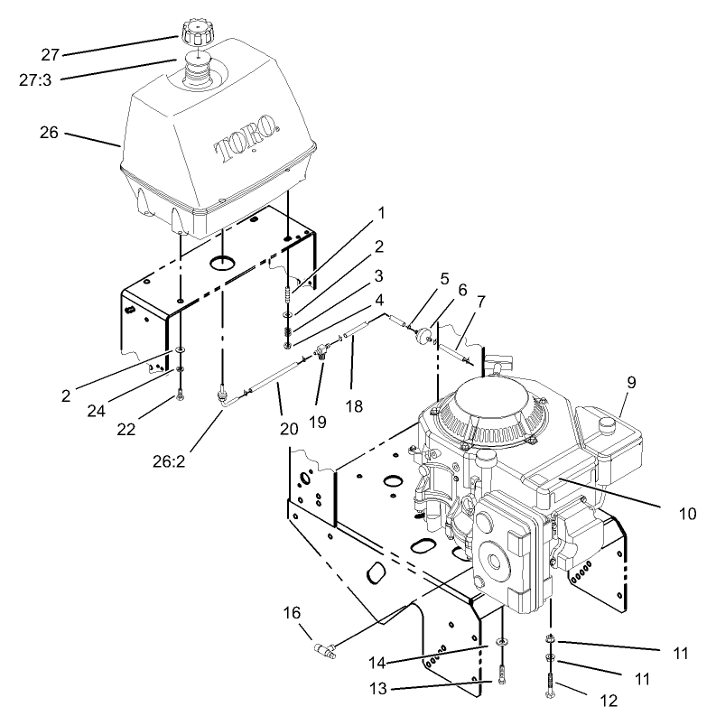 Engine and Fuel System Assembly