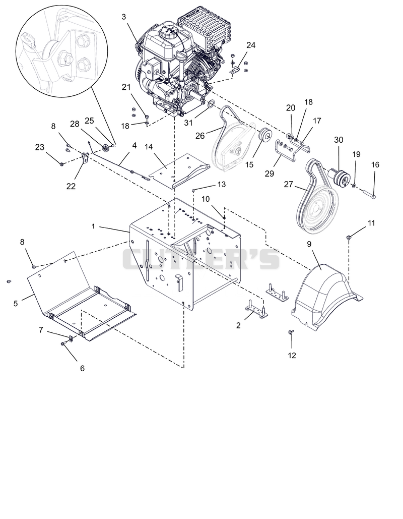 Engine, Frame And Belt Drive - AX254 CE