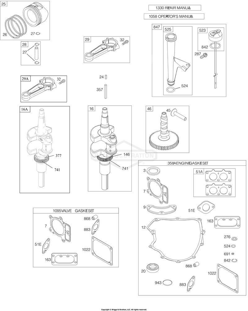 Camshaft, Crankshaft, Gasket Set - Engine, Gasket Set - Valve, Lubrication, Piston, Rings, Connecting Rod