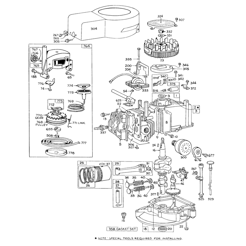 Engine Briggs and Stratton Model 92908-1456-01 for 21in Self Propelled Model 16273