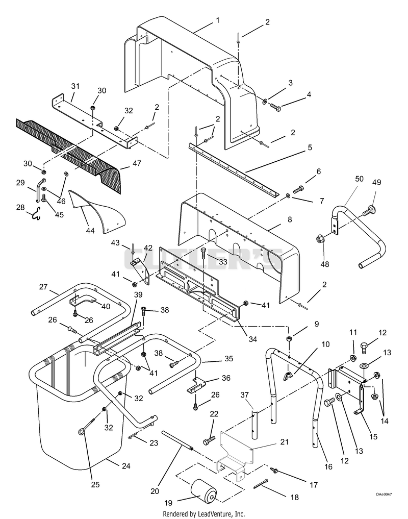 Grass Basket, Cover, And Roller Bracket