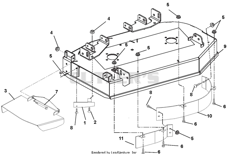 Deck, Discharge Chute And Baffles