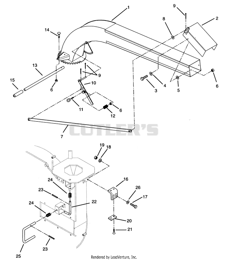 DISCHARGE CHUTE AND FLYWHEEL LOCK PIN