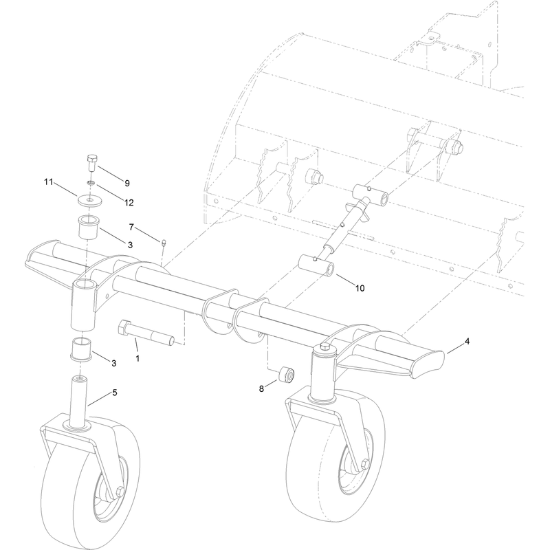 Caster Wheel and Carrier Assembly 36 Inch Flail Attachment