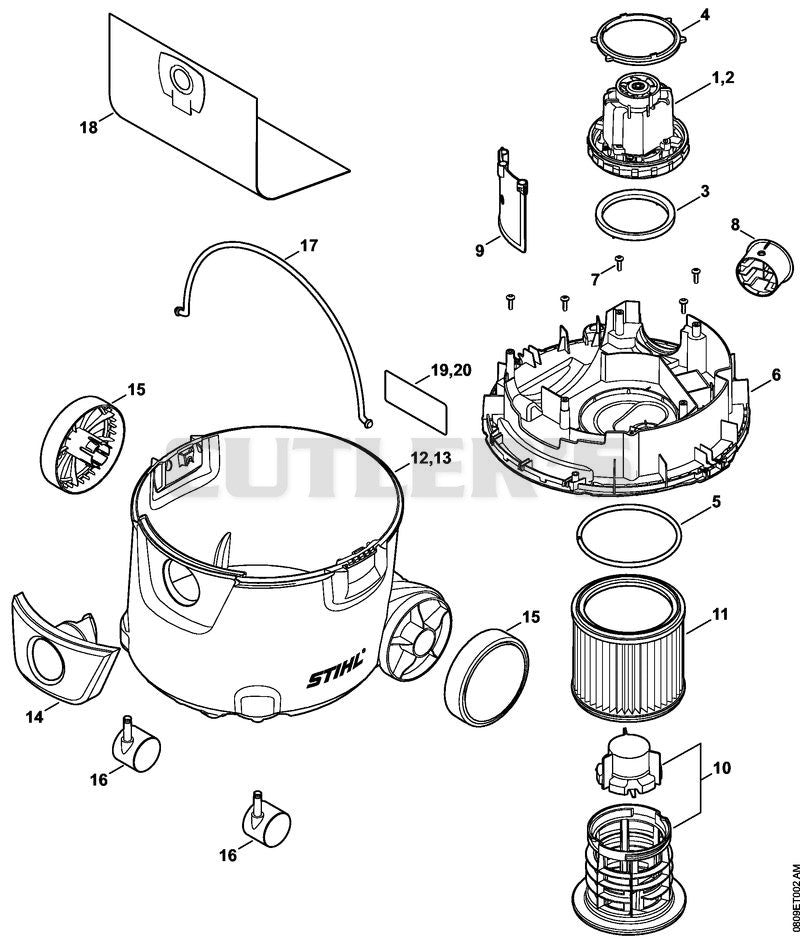 Electric motor, Filter, Container