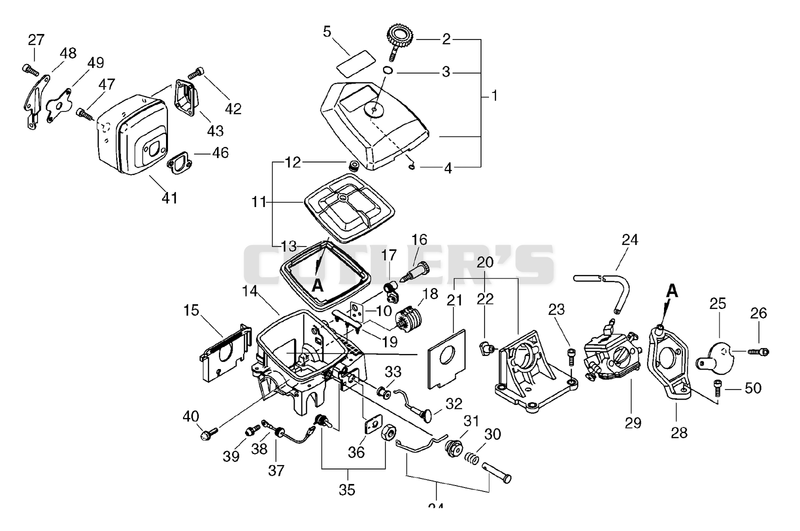 Air Cleaner, Carburettor, Muffler