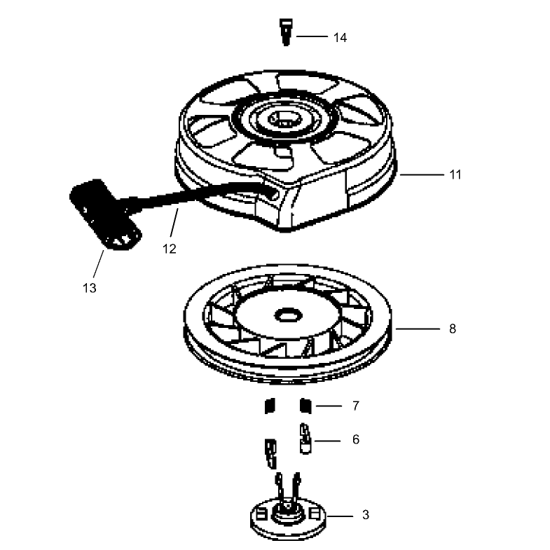 Recoil Starter Assembly No 590739 Tecumseh Model LEV120-361560B