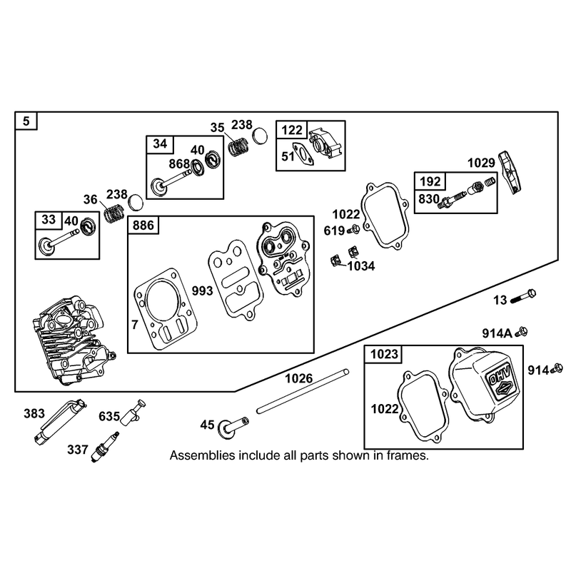 Cylinder Head Assembly Briggs and Stratton Model 110402-0218-E1
